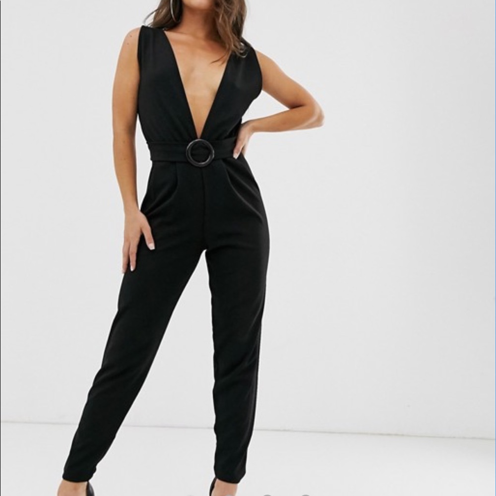Black Deep V Jumpsuit